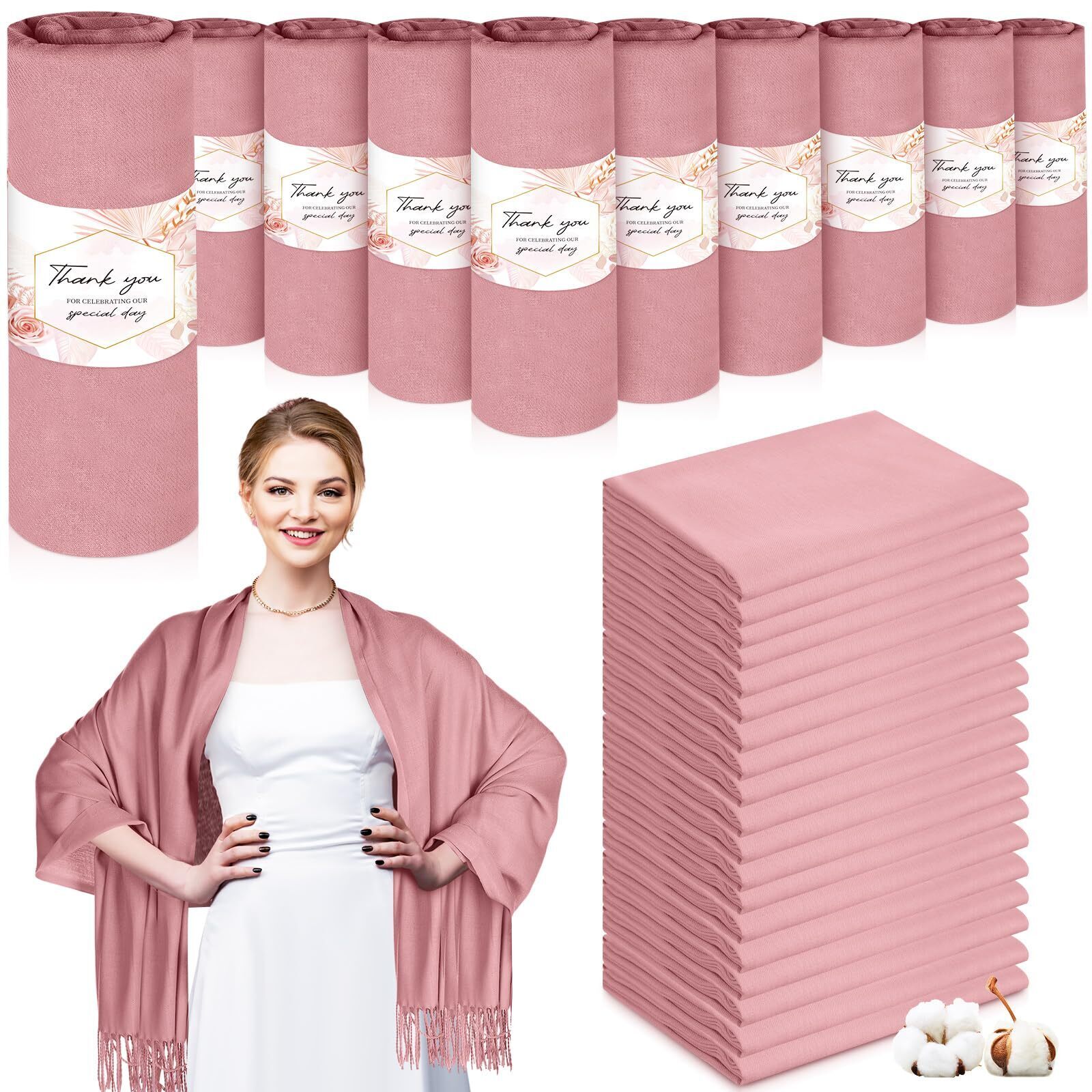 5987 50 Pack Pashmina Shawl And Wrap Bulk Cashmere Scarf For Guest Wedding